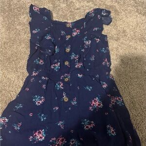 Justice Navy Floral Button-Front Sundress with Pink and Teal Accents